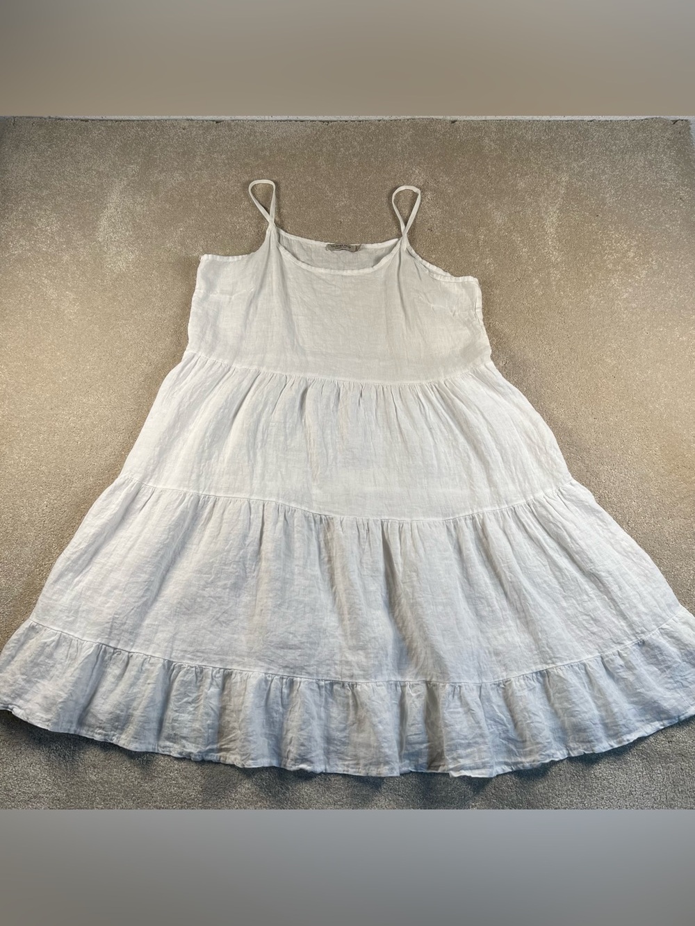 Valentina Naldi 100% Linen Dress Tiered Sun Dress Sleeveless Made in Italy Large